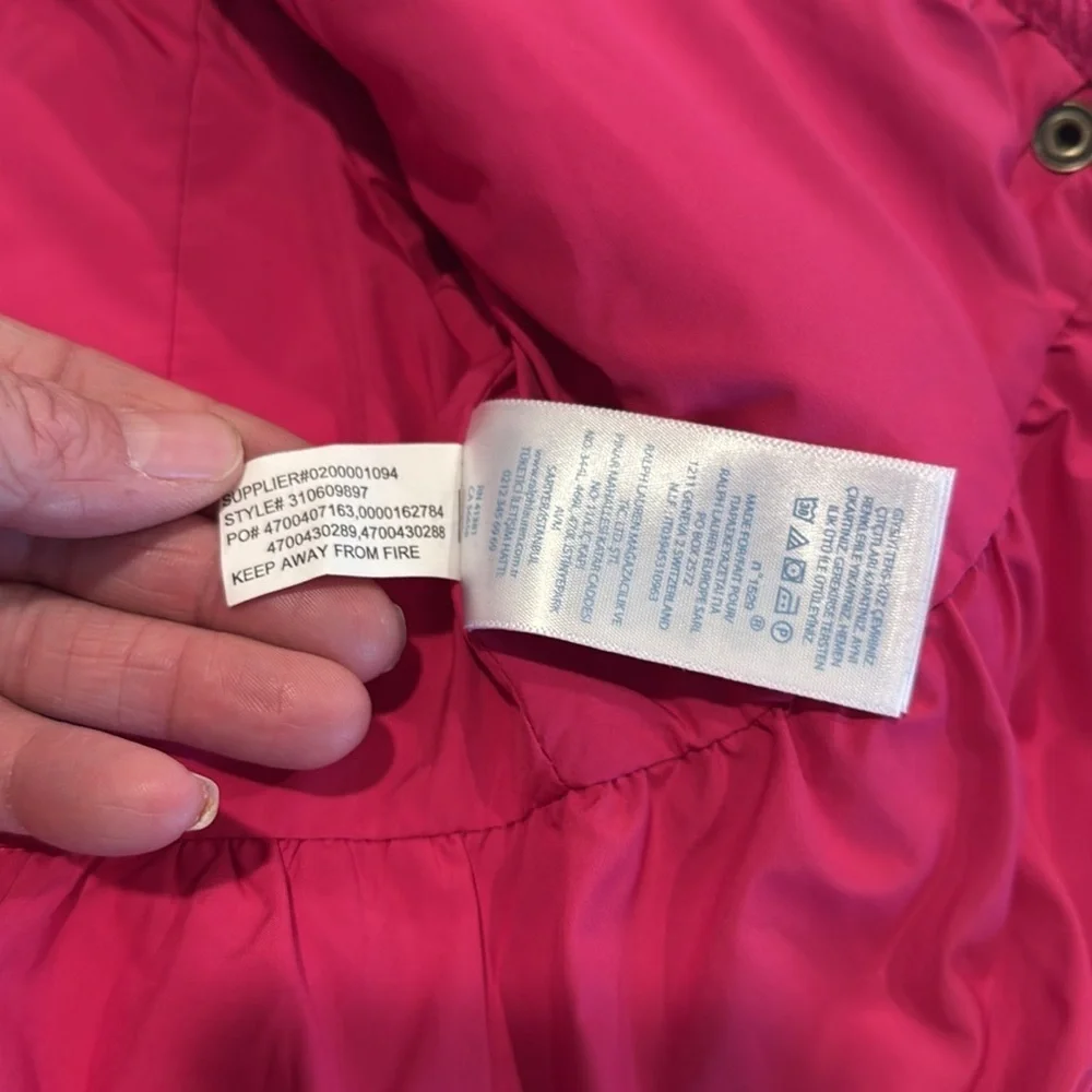 Ralph Lauren 6 months baby girls quilted jacket pink